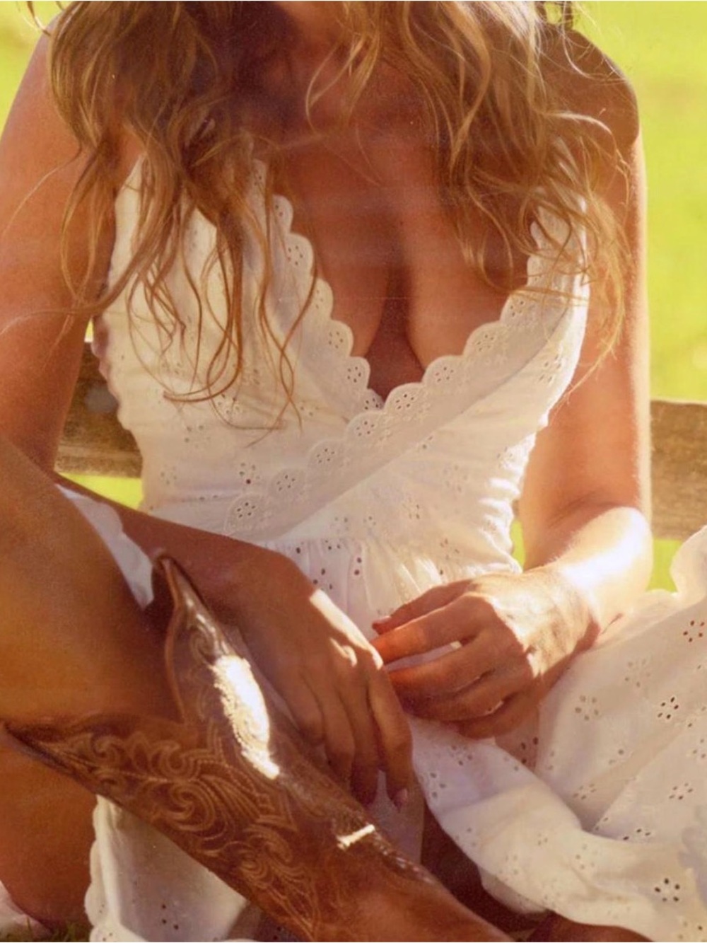 Frankie's Bikinis White Eyelet Wrap Chemise